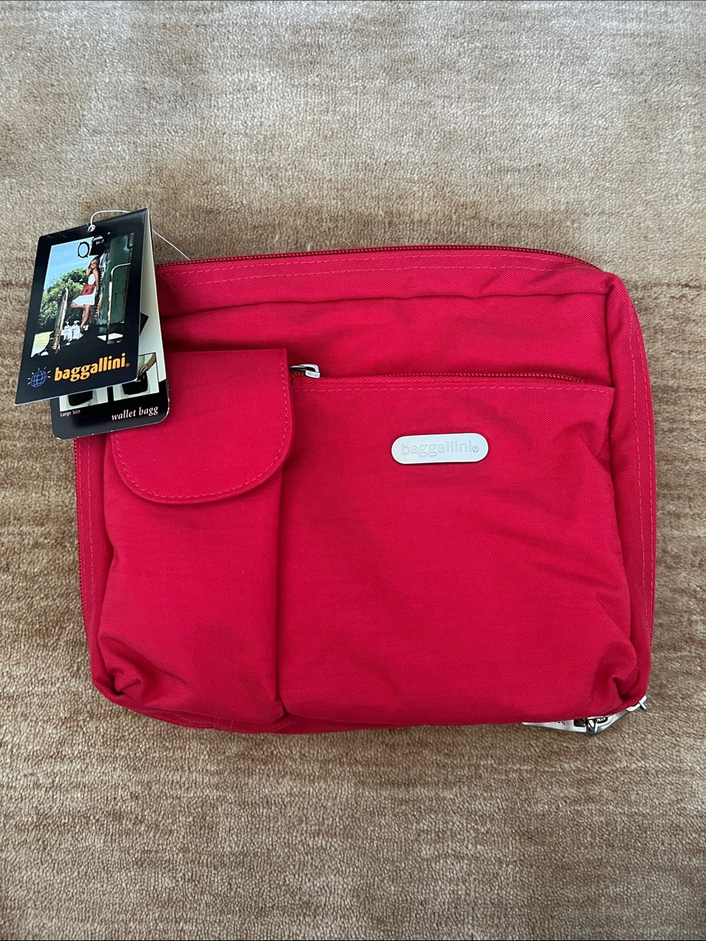 NWT Baggallini Red Crossbody Bag with Front Pockets